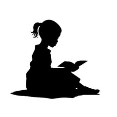 child reading a book,child  With Book Reader silhouette vector illustration, Reader  icon