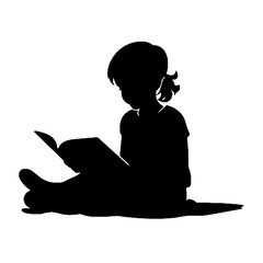 child reading a book,child  With Book Reader silhouette vector illustration, Reader  icon