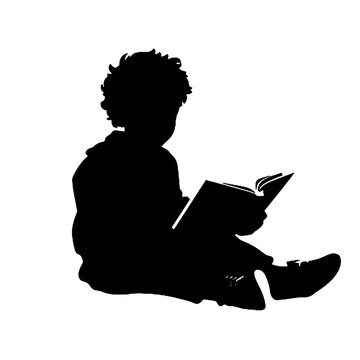 recommend clip art: child reading a book,child  With Book Reader silhouette vector illustration, Reader  icon