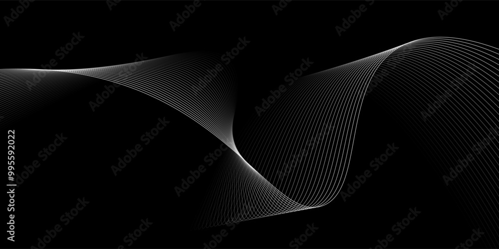 Poster abstract wave element for design. curved wavy line on dark background