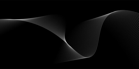 Abstract wave element for design. Curved wavy line on dark background