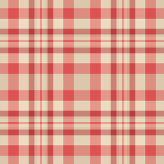 Editable pattern vector check, border seamless tartan fabric. Pajamas textile plaid background texture in red and light colors.