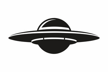 UFO Flying Saucer Silhouette Vector, Spaceship UFO icon
