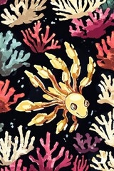 Obraz premium Sea Creature Among Corals - Watercolor Illustration
