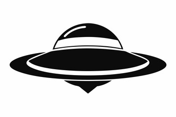 UFO Flying Saucer Silhouette Vector, Spaceship UFO icon