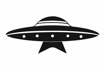 UFO Flying Saucer Silhouette Vector, Spaceship UFO icon