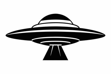 UFO Flying Saucer Silhouette Vector, Spaceship UFO icon