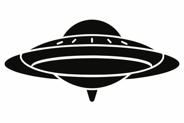 UFO Flying Saucer Silhouette Vector, Spaceship UFO icon