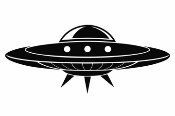 UFO Flying Saucer Silhouette Vector, Spaceship UFO icon