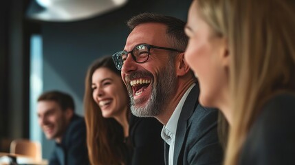 Obraz premium Happy Team in Modern Office Setting