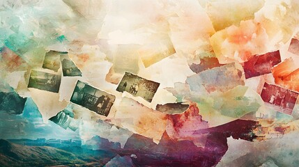 Ethereal Abstract Collage of Faded Torn Photographs