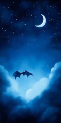 Naklejka premium A dragon flying through the night sky