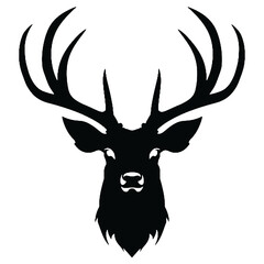 deer head Black and white vector illustration animal silhouette for T shirt print