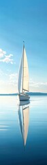 Obraz premium A sailboat cruising on a tranquil lake