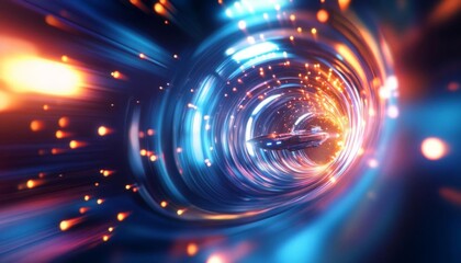 Obraz premium A spaceship traveling through a wormhole filled with colorful lights
