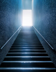 Fototapeta premium Stairway leading to a bright light symbolizing hope, opportunity, and a positive future