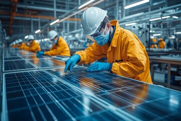 Solar cell production line. Generative AI