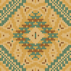 Zigzag Ikatee Patternfolk Embroidery, Aztec Geometric Ornament Print. Design for Carpet, Wallpaper, Clothing, Wrapping, Fabric