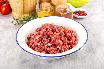 Raw beef minced meat for cooking
