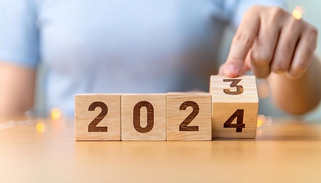 flipping wooden cubes symbolizing new year preparations