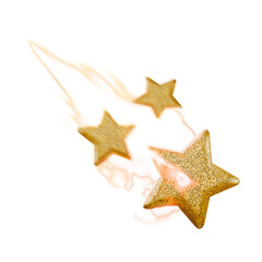 shooting stars with trailing flames, transparent background