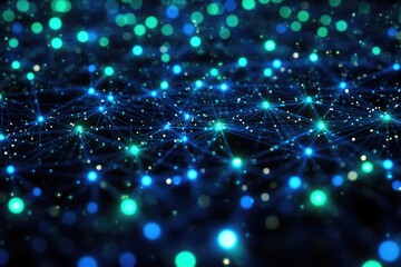 Obraz premium Abstract digital network with glowing nodes. Perfect for illustrating concepts like connectivity, technology, and data flow.