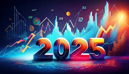 new year business finance concept featuring stock market analysis target charts