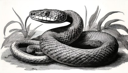 Obraz premium vintage engraving snakes ink sketches serpents illustrations
