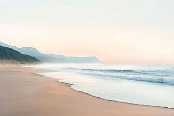 Obraz premium Serene beach with rolling hills. Perfect for showcasing calm, peaceful, or vacation-themed projects.