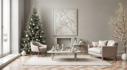 cozy Christmas modern interior. Generative AI