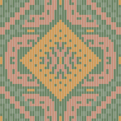 Aztec Pixel Traditional Pattern Drawingfolk Embroidery, Aztec Geometric Ornament Print. Design for Carpet, Wallpaper, Clothing, Wrapping, Fabric