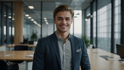 Fototapeta premium Confident Young Businessman in Modern Office