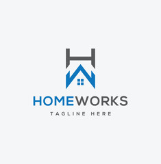 Logo template vector Design, property, and real estate with the initials HW - Vector