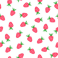 Vector seamless pattern with strawberries on a white background