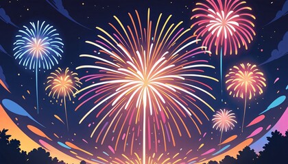 Happy new year eve Elegant fireworks illustration background 