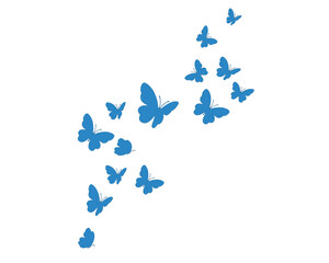 set of butterflies isolated on white	