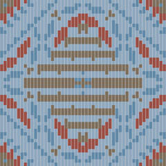 Fototapeta premium Fabric Texture Islamic Geometric Patterns Drawingfolk Embroidery, Aztec Geometric Ornament Print. Design for Carpet, Wallpaper, Clothing, Wrapping, Fabric