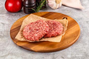 Raw round beef cutlet minced meat