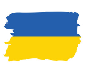 Obraz premium Flag of Ukraine with brush stroke. National heart icon symbol isolated on white. Vector illustration