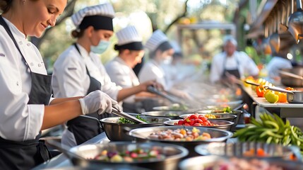 Chef Preparing Food in Restaurant Kitchen