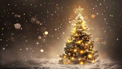 Sapin de noel illumin&eacute; avec une belle lumi&egrave;re magique