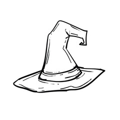 Halloween witch hat. Clip art hand drawing style. Creative doodle element. Vector illustration