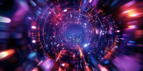 Obraz premium Cyberpunk Neon Noir Megacities Spherical Perspective