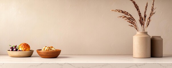 Marble countertop with light veining and a soft natural texture, luxurious backdrop for gourmet dishes, high-end kitchen aesthetic