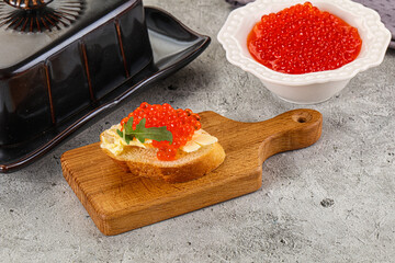 Luxury toast with red caviar