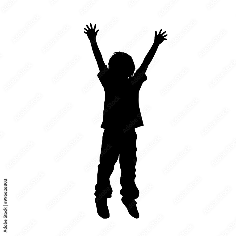 Wall mural child with arms outstretched to the sides silhouette vector illustration transparent background