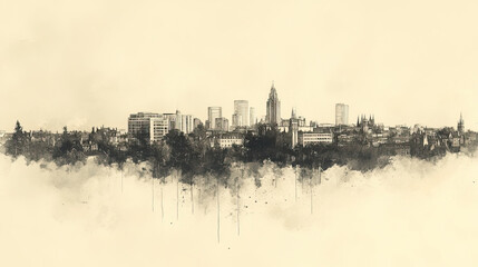 Obraz premium Bexley, color pen pencil hand-drawn effect drawing illustration for travel poster, card, wallpaper, backdrop or banner. Modern, clear, artistic and simple