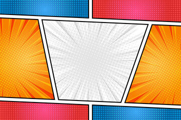 Blank colorful comic abstract frame scene background