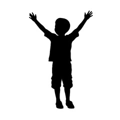 child with arms outstretched to the sides silhouette vector illustration transparent background