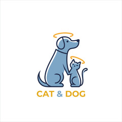 Dog and cat logo design vector.